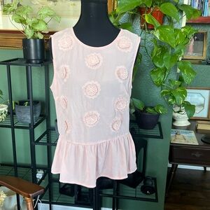 DO+BE Light Pink Sleeveless Blouse with Floral Details